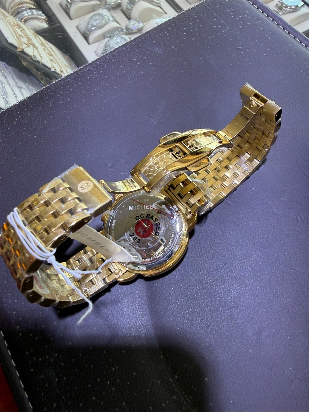 Michele Gold-Tone Diamond Accent Chronograph Watch with White Dial - Picture 11 of 14
